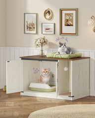 Casa oculta para gato Hzuaneri, interior con tapete para evitar salpicaduras de arena