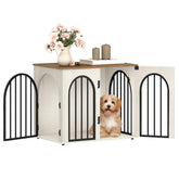 Jaula Hzuaneri para perros de madera, vista frontal, estructura sólida para razas pequeñas.