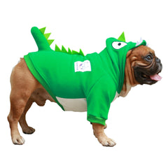 iChoue sudadera con capucha dinosaurio para perro verde pequeño, ideal para fiestas.