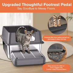 ICYAIR caja de arena con pedestal, acceso cómodo para gatos mayores.