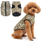 Idepet capa para perro con ancla y parches Leopardo, acolchada para salidas frías.
