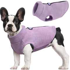 Idepet chaleco de perro polar, vista frontal, aporta calidez suave.