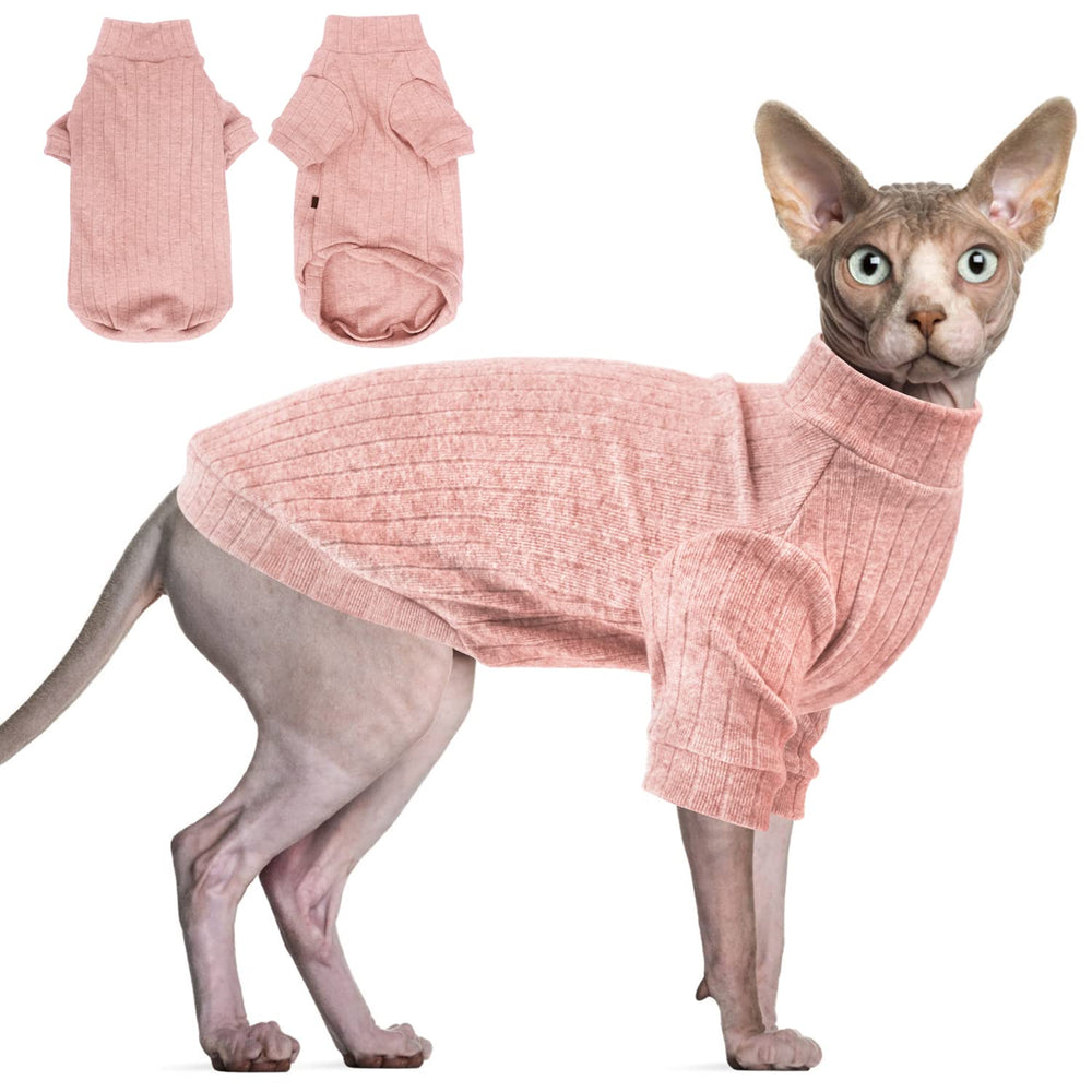 Idepet sudadera para gato Sphynx rosa XS en frente, ofrece calidez suave.