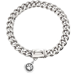iDofas collar cadena plateada 15mm, primer plano, acabado duradero para perros activos