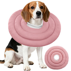IDOMIK collar-recuperacion-perro-suave colocado en cuello, evita lamidos.