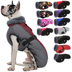IECOii abrigo para perros 4XL visto de frente con banda reflectante para visibilidad nocturna