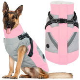 IECOii capa para perro grande rosa vista frontal, ideal para paseos en clima frío