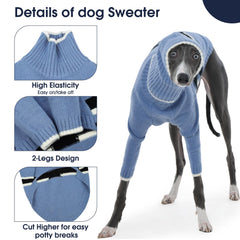 IECOii suéter azul con cuello alto para perro, mantiene el calor sin irritar.