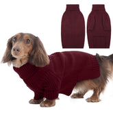 IECOii suéter dachshund cuello alto en burgundy, ideal para abrigar al aire libre