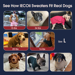 IECOii suéter para perro mediano azul pavo real, cuello alto, protección contra el frío.
