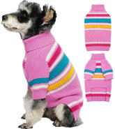 IECOii suéter de rayas rosa para perro, abriga con estilo
