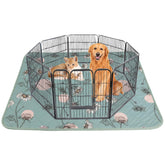 IEUUMLER estera lavable para perro con diseño margarita verde, ideal para descanso y entrenamiento.