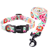 Ihoming collar y correa con diseño floral único para paseos visibles