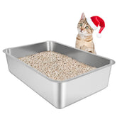 IKITCHEN caja-arena-gatos-acero-inoxidable-frente facilita el acceso cómodo y limpio para tu gato