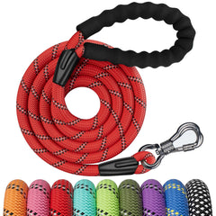NTR 6FT Heavy Duty Dog Leash Red Rope Dog Leash with Swivel Lockable Hook and Comfortable Padded Handle Cat Puppy Leash Lead Small Medium Large Dogs Training Playing Camping,or Backyard 6ft*1/2Inch