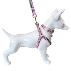NISIYE Cute Plaid Dog Collar Harness and Leash with Safety Buckle - Adjustable and No Pull Comfortable Dog Collars for Small Puppy, Stylish Durable Gift for Boy Girl Pets