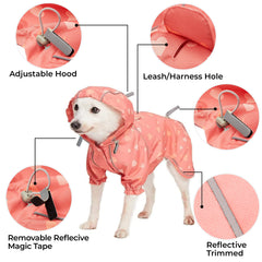 Blueberry Pet impermeable, orificio para arnés, ajuste seguro para paseos.