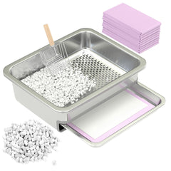 IMMHABI caja para arena de doble capa en acero inoxidable, reducción de olores.
