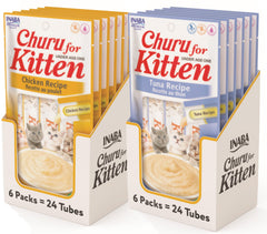 INABA Churu para gatitos, puré cremoso en tubos, fácil de servir y sabroso