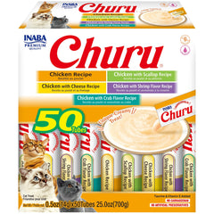 INABA Churu puré cremoso en tubo, snack húmedo ideal para gatos.
