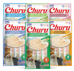 INABA Churu tubo puré húmedo para gatos, perfecto para alimentar a mano.