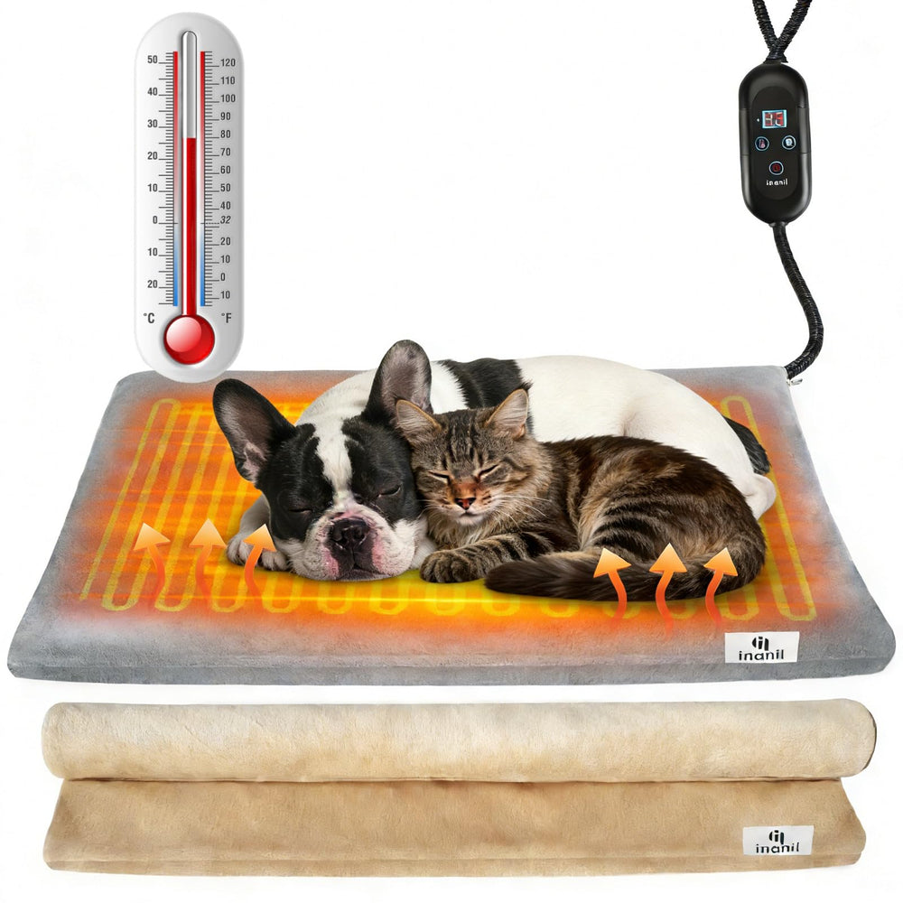 Cama de gato inanil con calor ajustable para comodidad durante todo el día.