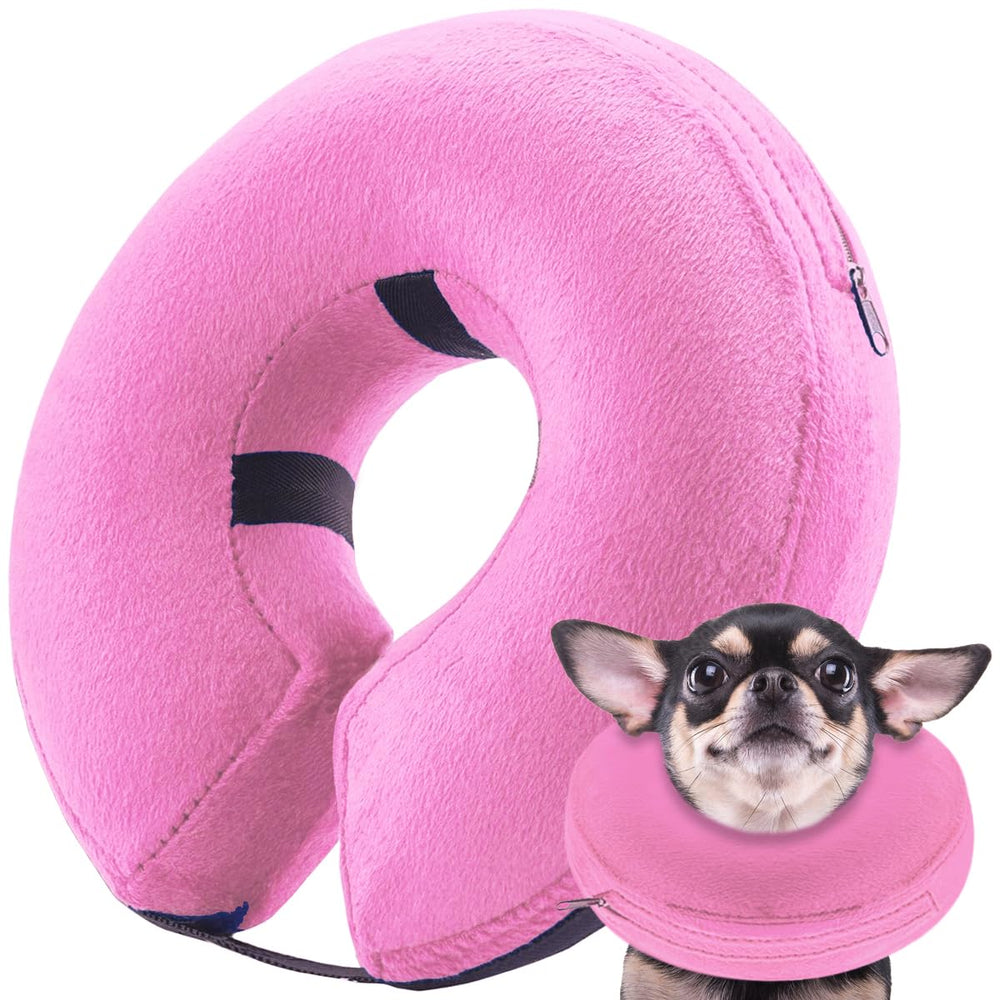 Infisu collar inflable de recuperación para perro rosado, cómodo durante la recuperación.