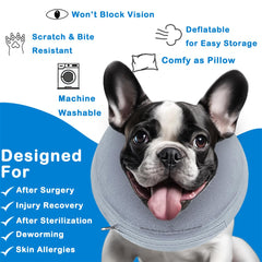 Infisu collar recuperación inflable para perro, ajustable, facilita movilidad y evita lamer.