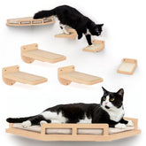 INICIO estantes de gato en la pared con tres escalones para trepar seguro.