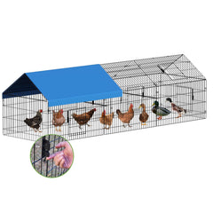 INJOPEXI gallinero metálico de 130x40x39 pulgadas con cubierta para exterior.