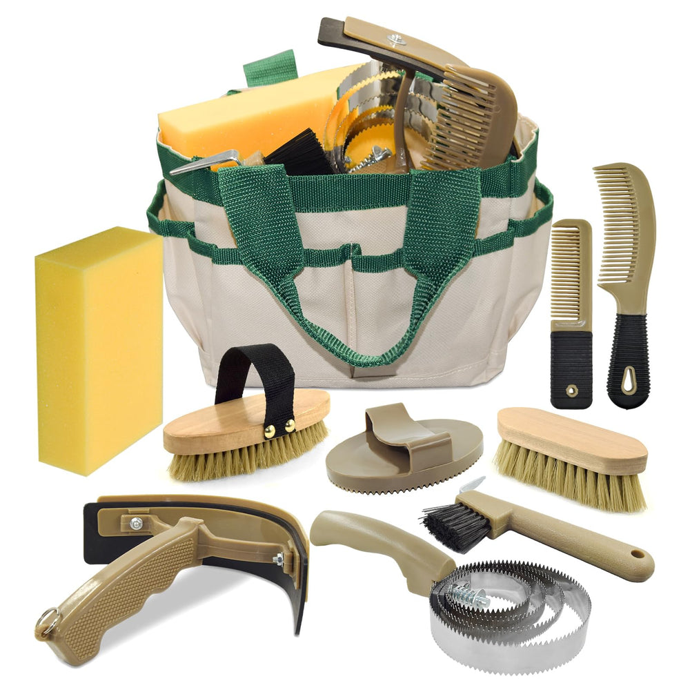 inoreal kit de aseo equino con bolsa para organizar herramientas en la cuadra