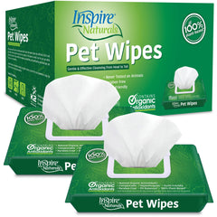 Inspire Naturals: toallitas para mascotas, uso general, limpieza suave y desodorización.