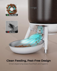 Invengo alimentador para uso dual: USB y pilas para nunca quedarse sin comida.