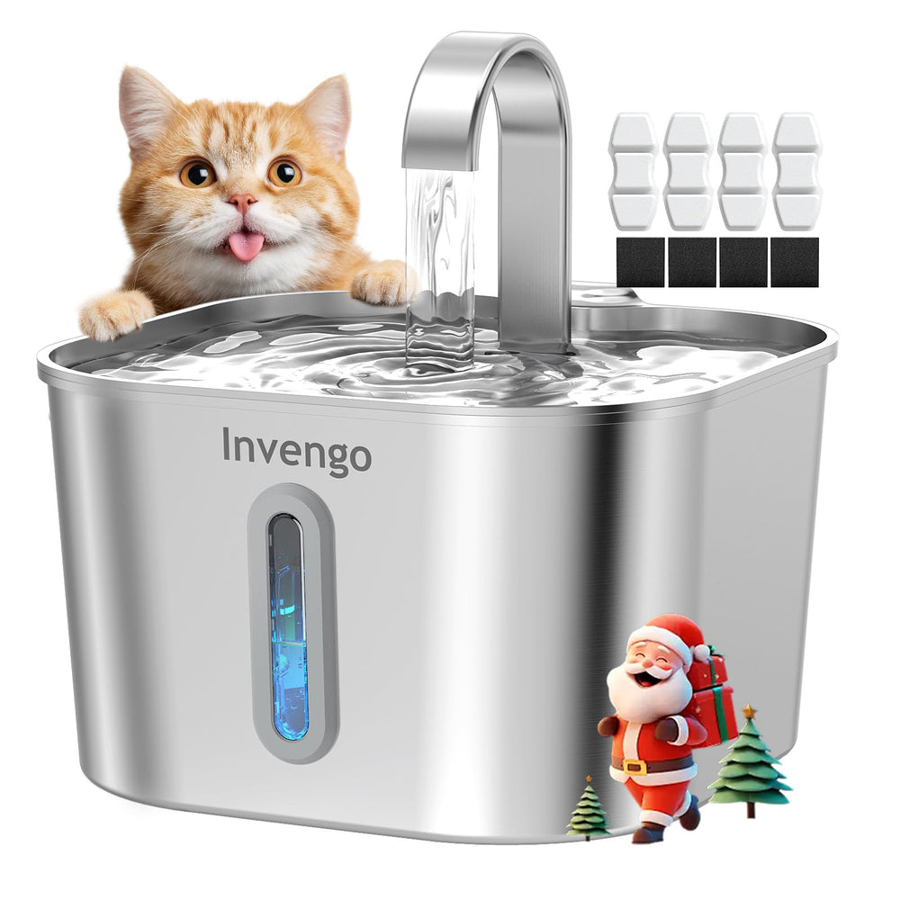 Invengo fuente para gatos en acero inoxidable con gran capacidad para agua fresca.