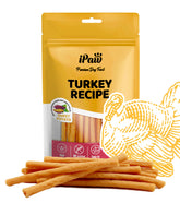 iPaw premios de pavo con batata dulce, snack natural para perros activos.
