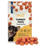 iPaw Turkey Tots en envase práctico para entrenamiento diario.