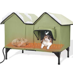 IPEAIN casa-gatos-exterior caliente con almohadilla, confort cálido al aire libre