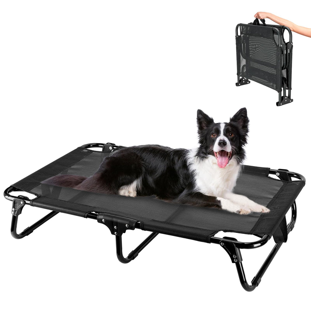 Ipixune cama para perro elevable, plegable y portátil, ideal para uso interior o exterior.