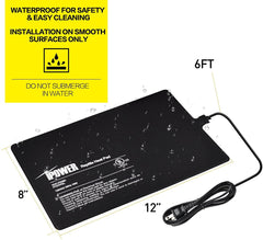 iPower Reptile Heat Pad incluye cable de 1,8 m para instalación flexible.