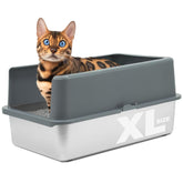 iPrimio XL: caja de arena de acero inoxidable con tapa frontal para mayor contención.