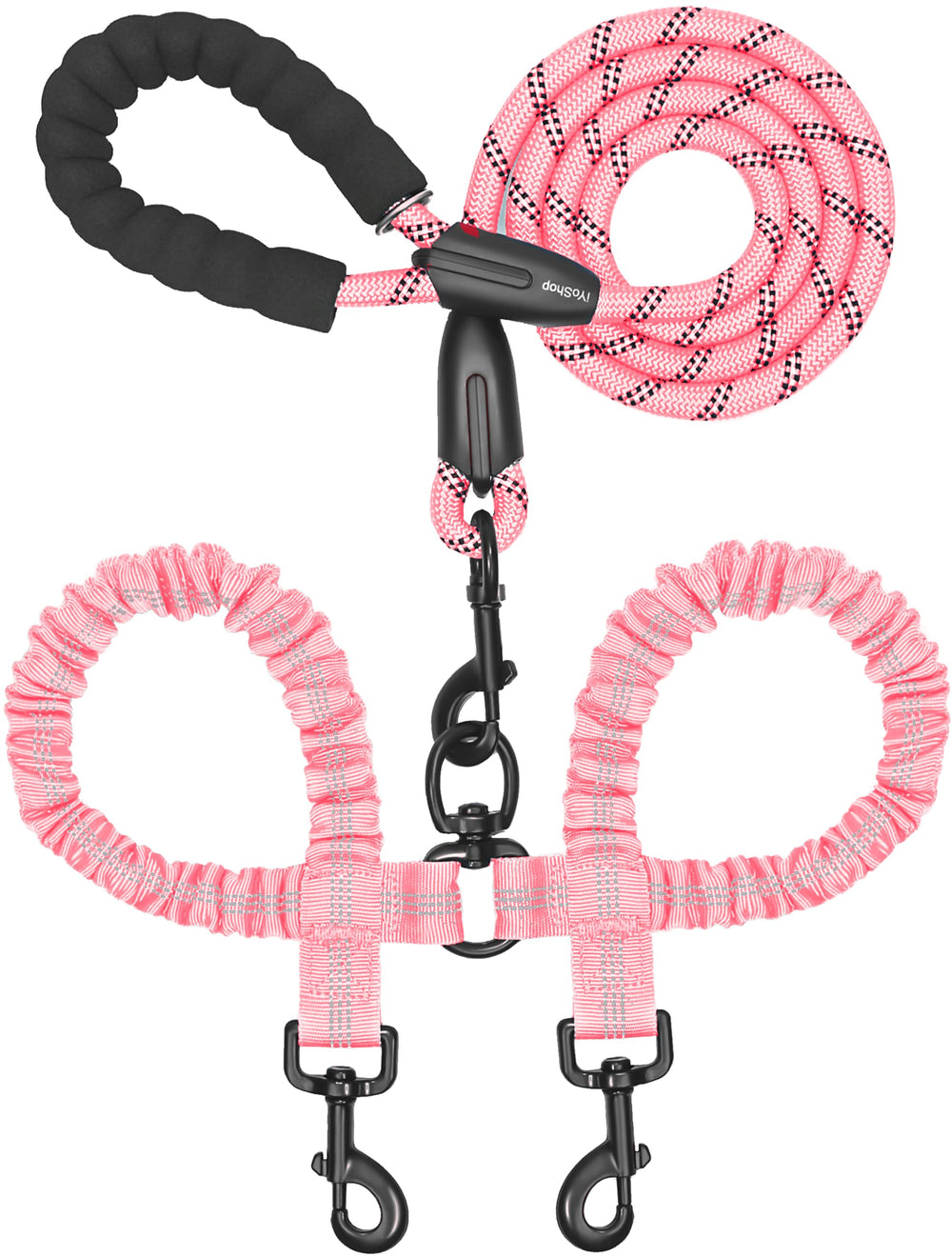 iYoShop Correa doble para perros con giro 360° evita enredos