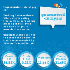 Ingredientes simples de orejas de cerdo Jack&Pup, un solo ingrediente natural.