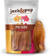 Orejas enteras de cerdo Jack&Pup para perros grandes, sabor natural y masticación duradera.