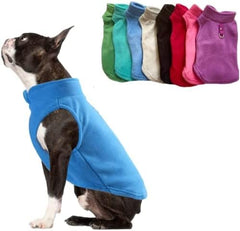 Chaleco de forro polar azul de Jacko & Co para perros pequeños mantiene el calor.