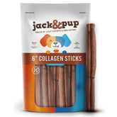 JackPup palitos de colágeno de res de 6 pulgadas para perros, diseño duradero para masticar.