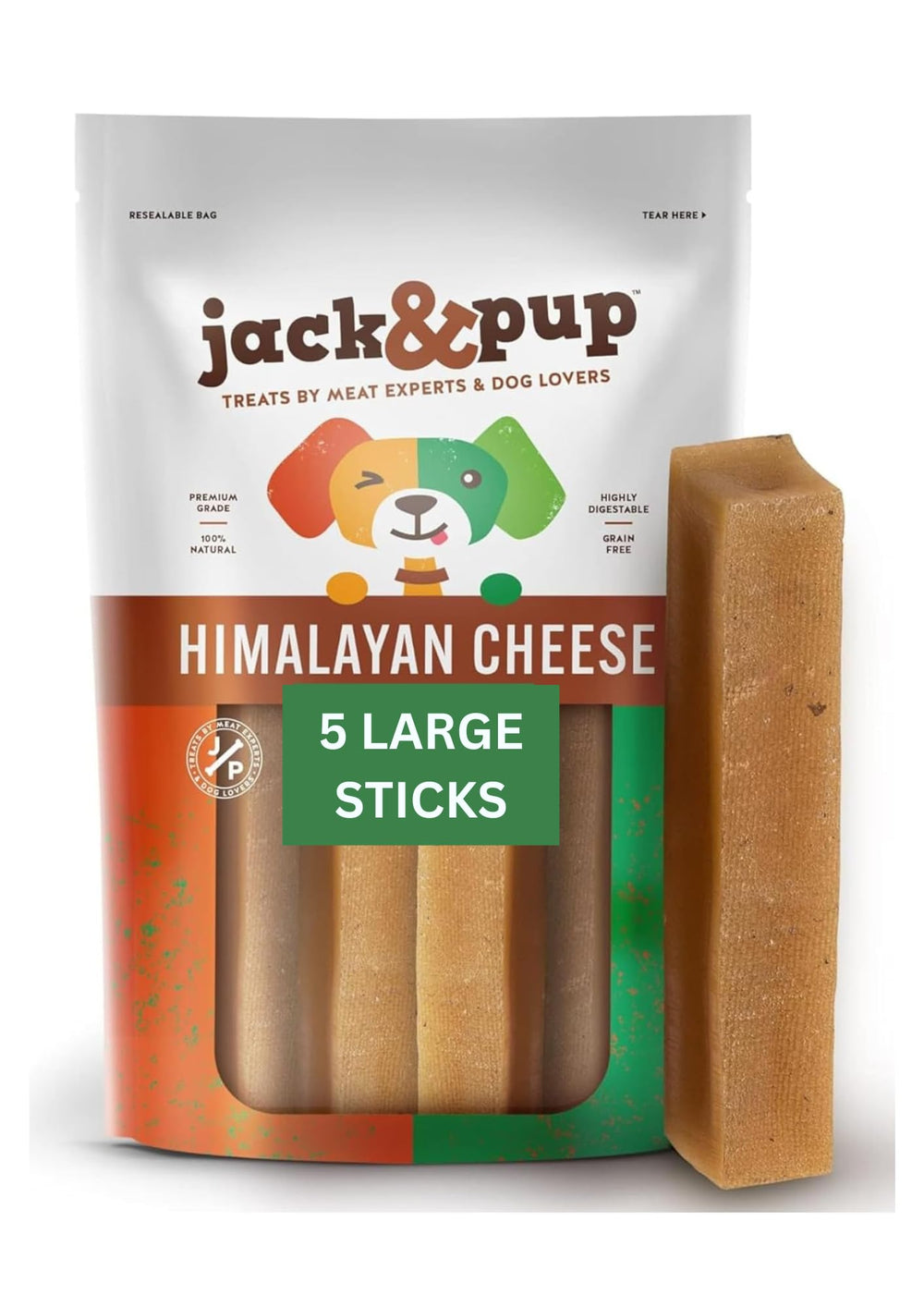 Jack&Pup palitos de queso yak, masticación prolongada para perros activos