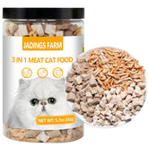 JADINGSFARM Comida deshidratada para gatos 3 en 1 con pollo, pato y camarón.