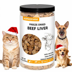 JADINGSFARM hígado de res liofilizado, snack natural para perros con alto contenido proteico.