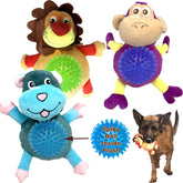 Jalousie bola sonora espinosa para perros, juego interactivo y limpieza dental suave.