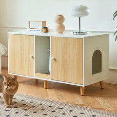 JanflyHome cabina para caja de arena de doble espacio, ideal para dos gatos.